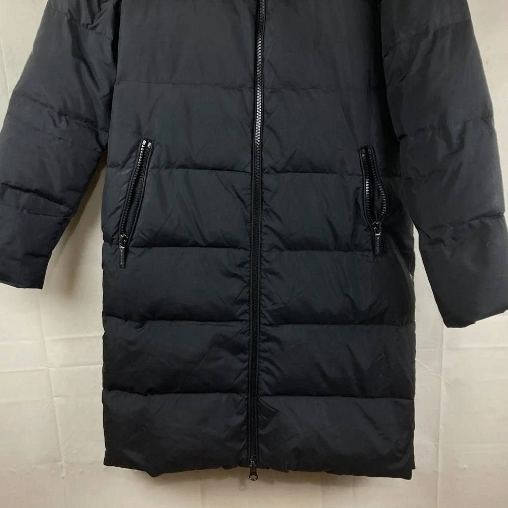 Michael Kors Down Puffer Coat‎ Sz L Black Faux Fur Hooded Parka Quilted Long